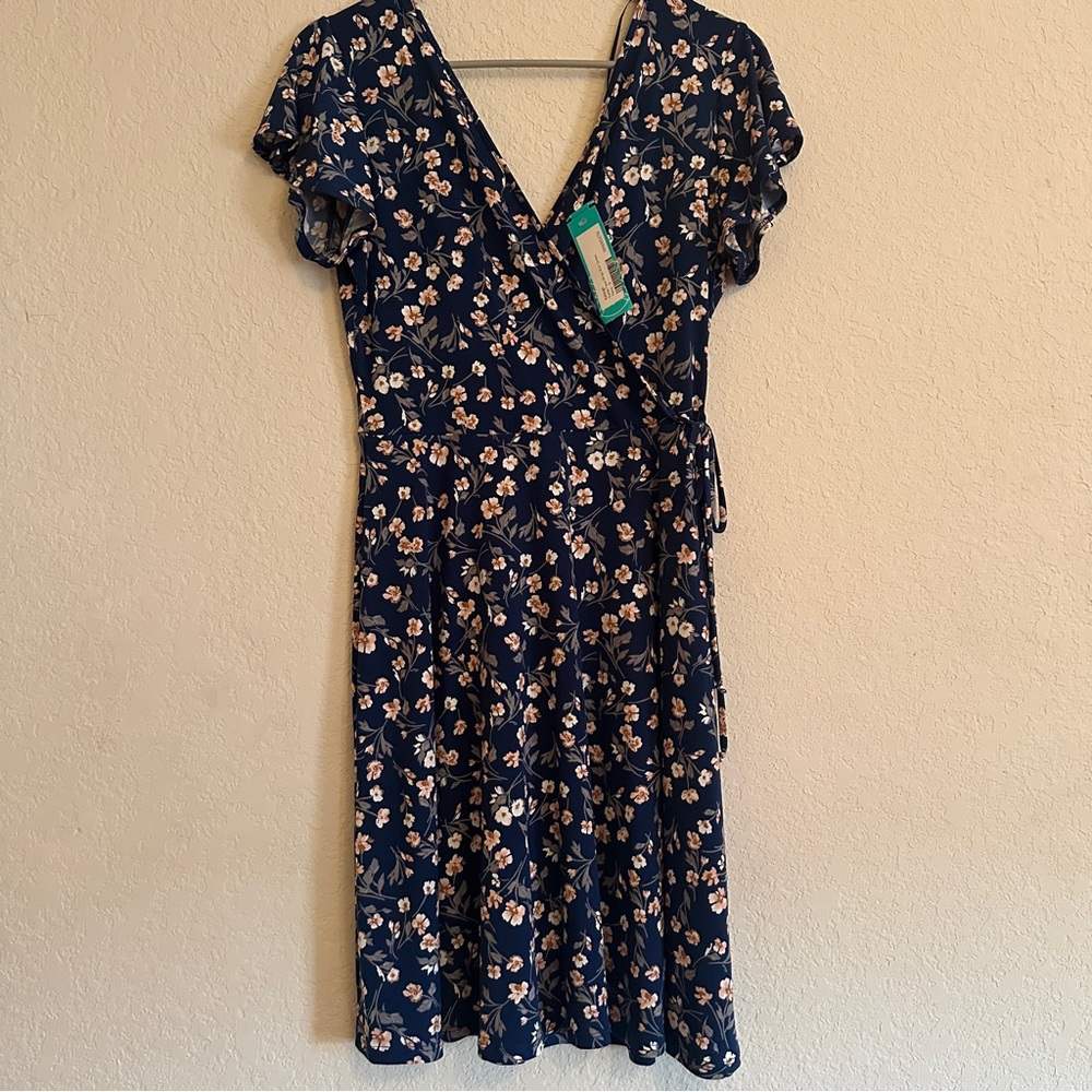 Floral Faux Wrap Dress